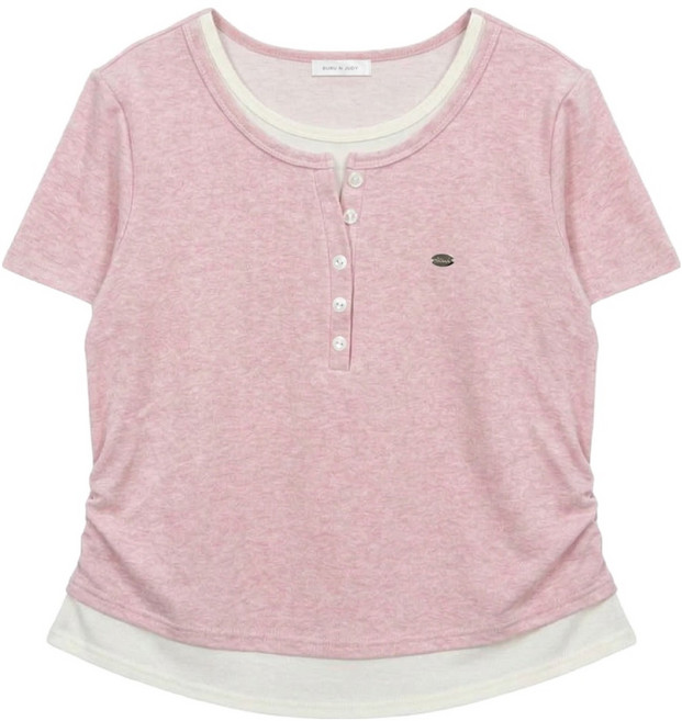 부루앤쥬디 여성용 D 이중 단작 옆 셔링 티셔츠 BOSETSE07C