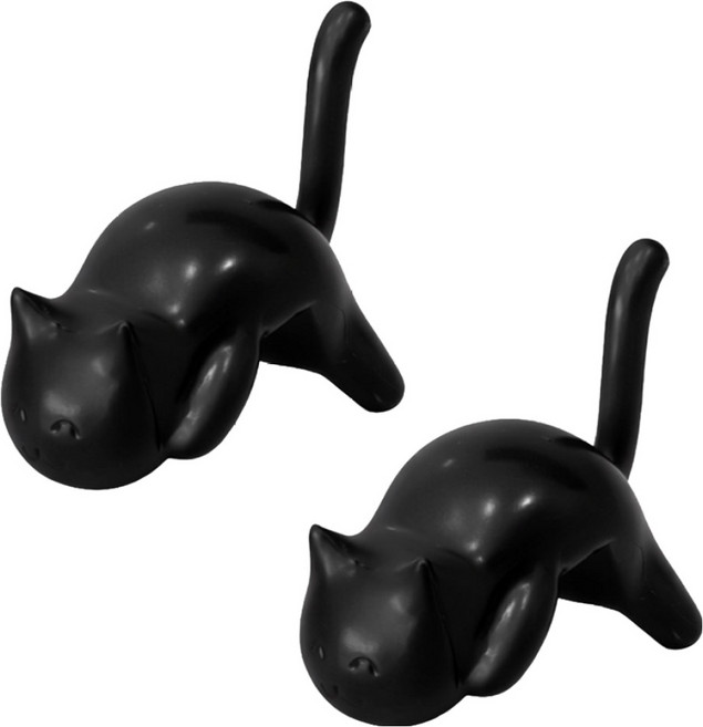 모나코올리브 고양이 다용도 후크 걸이, 2개, 블랙