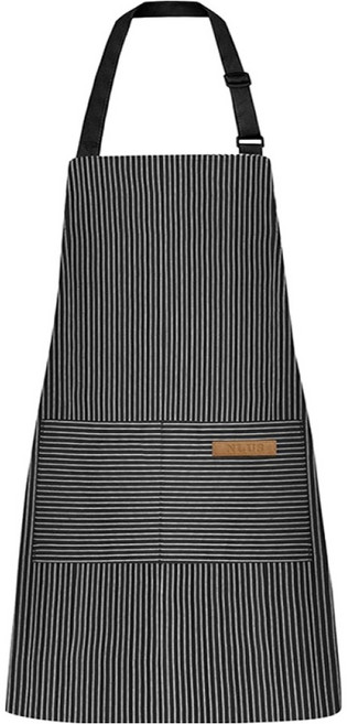 순잠 크로스보더 목걸이형 스트라이프 작업복 앞치마, 블랙, 1개