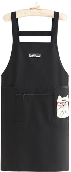 데이소이 안경 고양이 주방 앞치마 ONE SIZE, 02 블랙, 1개