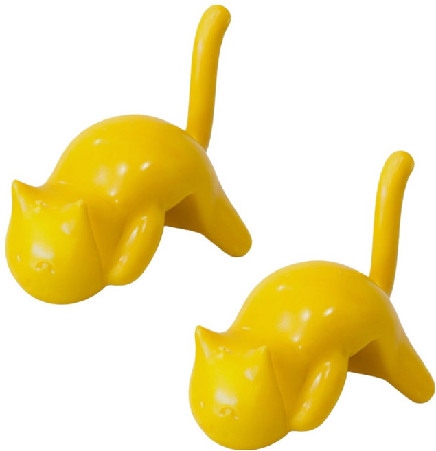 모나코올리브 고양이 다용도 후크 걸이, 2개, 옐로우