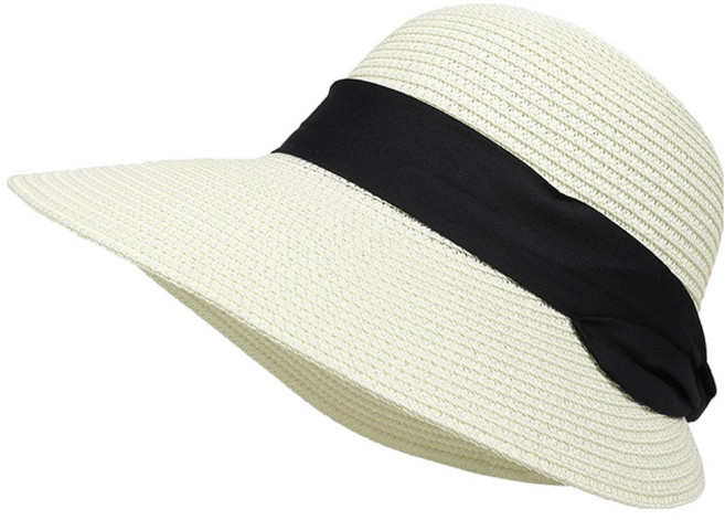 라라티나 여성용 제라 와이드챙 리본 장식 밀짚모자