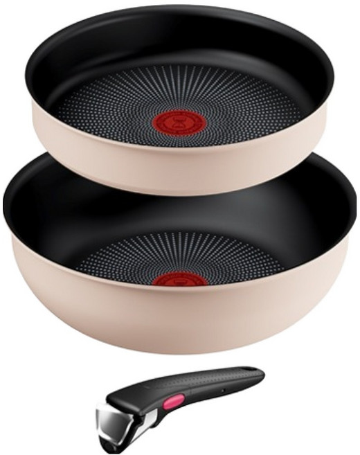 테팔 인덕션 매직핸즈 2X 프라이팬 세트 3개, 크렘 드 피치, 프라이팬 24cm + 볶음팬 26cm + 손잡이, 1세트