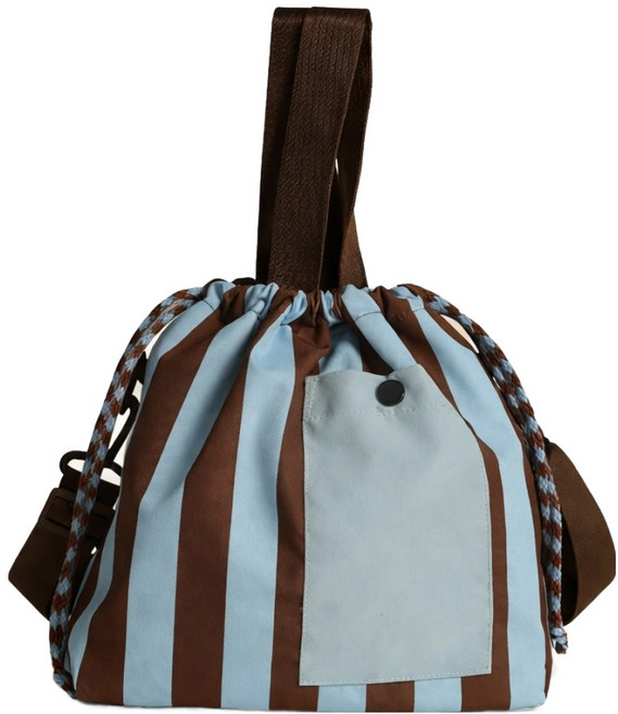 코리드리 스트라이프 직장인 도시락 런치백, 블루, 1개