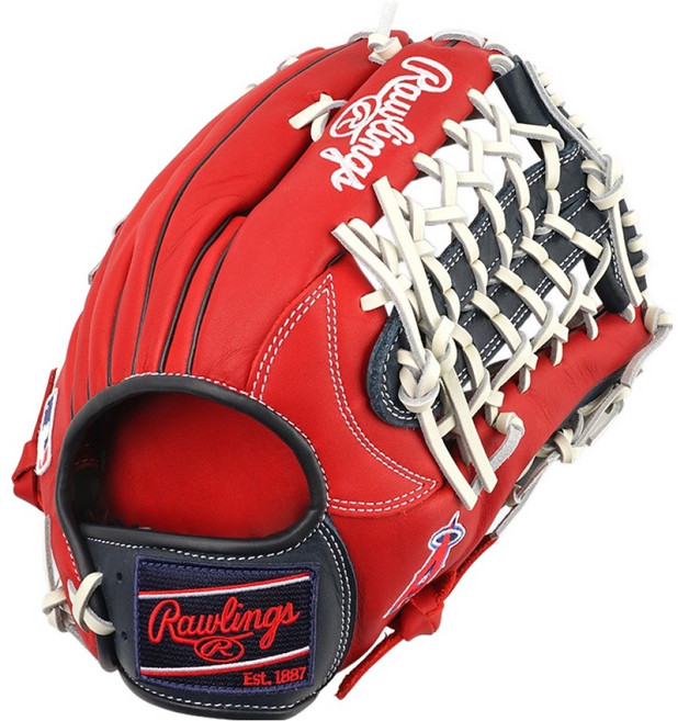 롤링스 게이머 XLE MLB 팀 로고 야구 글러브 GHW5GMXY70-4V-LAA 우투용, 레드 + 네이비, 1개