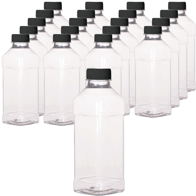 서울패키지 사각쥬스페트 음료용기 블랙캡, 20개, 500ml
