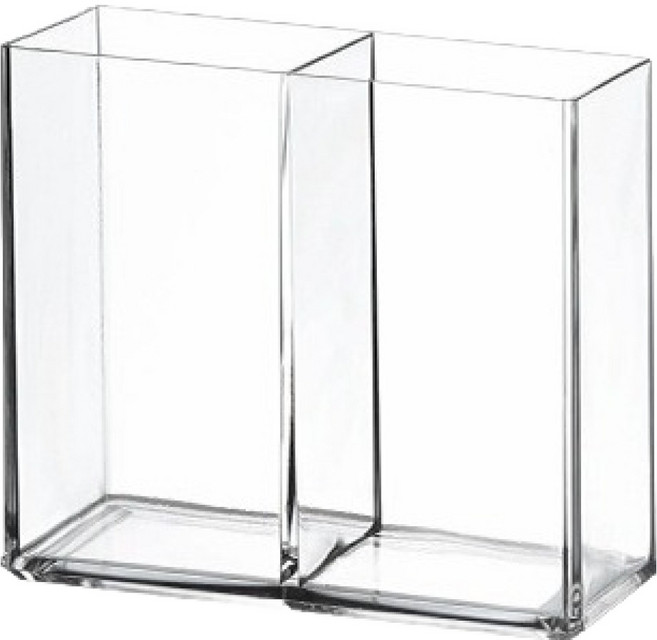 안이네 아크릴 사각 다용도 펜꽂이 2칸, 투명, 1개