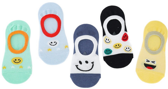 엔젤테디 아동용 미끄럼방지 스마일통통 갓성비 덧신 5족 세트