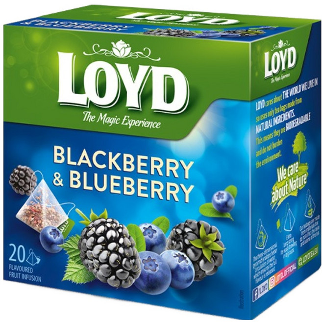 LOYD 블랙베리 앤 블루베리 인퓨전 티백, 2g, 1개, 20개입