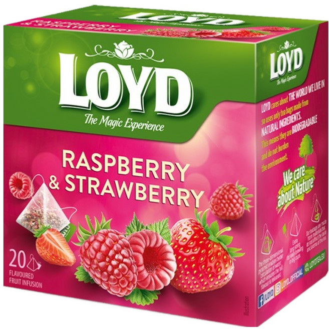 LOYD 라즈베리 앤 스트로베리 인퓨전 티백, 2g, 1개, 20개입