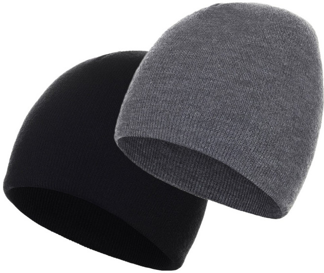 네이처블랙 니트 비니 2p, 블랙, 그레이