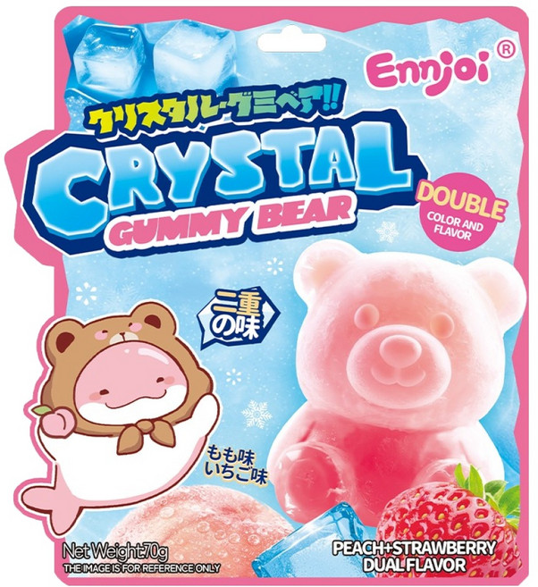 Ennjoi 크리스탈 구미베어 딸기복숭아맛, 1개, 70g