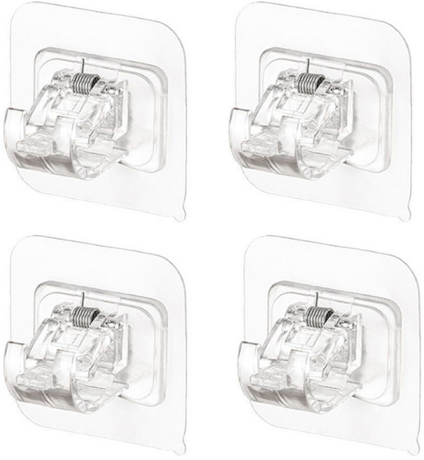 김용석생활연구소 무타공 벽부착 압축봉 홀더 A 4p, 투명