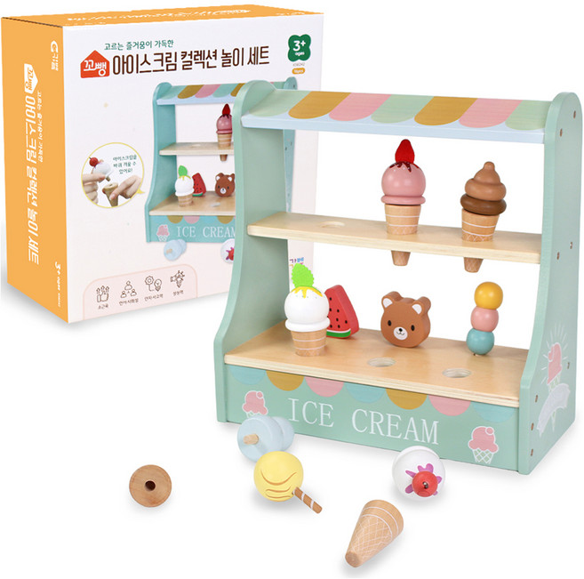 가베가족 꼬뺑 아이스크림 컬렉션 놀이 세트 KS6242, 혼합색상, 1세트