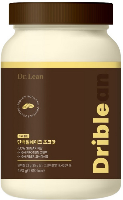 Dr.Lean Drinbline 巧克力味蛋白奶昔, 490g, 1個