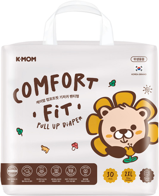 K-MOM COMFORT FIT 雲柔鎖水玩睡褲 褲型 15kg以上, 30片, 超大碼 (2XL)