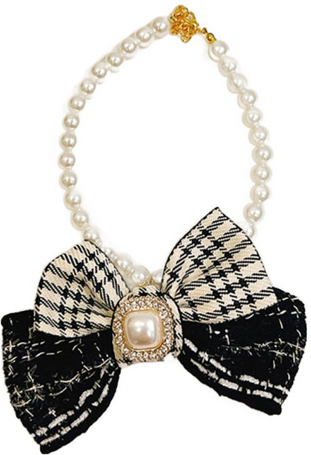 웨이비데이즈 강아지 하운즈투스 진주 목걸이 M W265-0230BM, 블랙, 1개