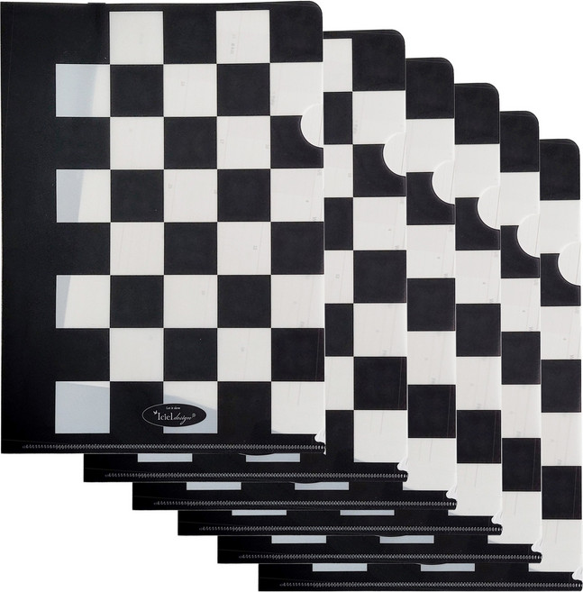 아이씨엘디자인 L홀더 Checker board, Black, 6개