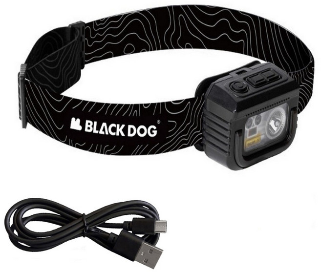 BLACK DOG 黑狗 逐野 防水感應頭燈 登山頭燈 附充電線, 夜幕黑, 1個