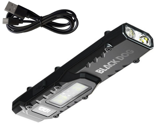 BLACK DOG 黑狗 夜刃R1 戰術手電筒 露營燈 附充電線, 夜幕黑, 1個