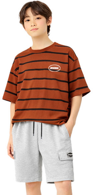 나나주니 아동용 라운드넥 오리진 유니크 5부 바지 + 반팔 티셔츠 세트