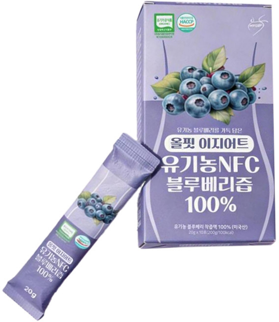 올핏 이지어트 유기농 NFC 블루베리즙 스틱, 10개, 20g