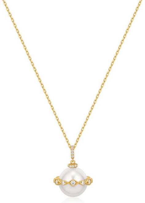 아니아하이에 여성용 쉘 펄 헤일로 이블아이 925 실버 목걸이 N075-02G + 쇼핑백