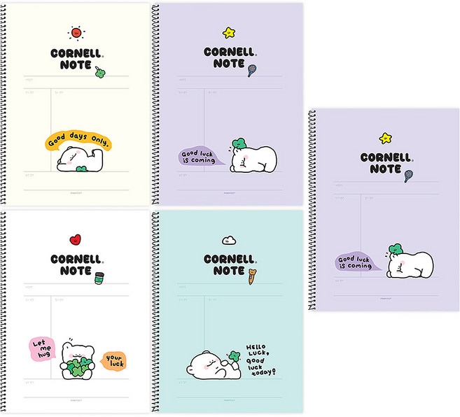 핑크풋 쫑긋곰 코넬노트 5p 세트, 랜덤발송, 1세트