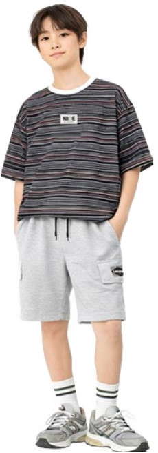 나나주니 아동용 라운드넥 나이스라벨 유니크 5부 바지 + 반팔 티셔츠 세트