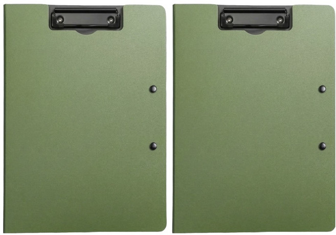 하비소 양방향 커버형 클립보드 A4, 2개, 카키