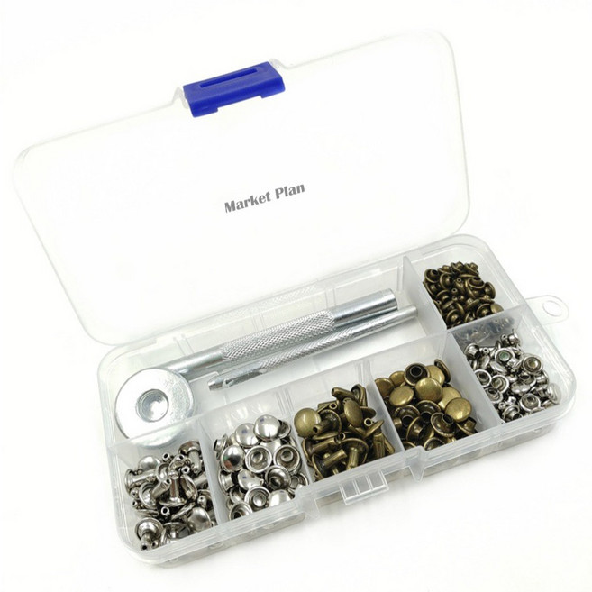 마켓플랜 똑딱이 단추 양면 리벳 공구 키트, 혼합색상, 1세트