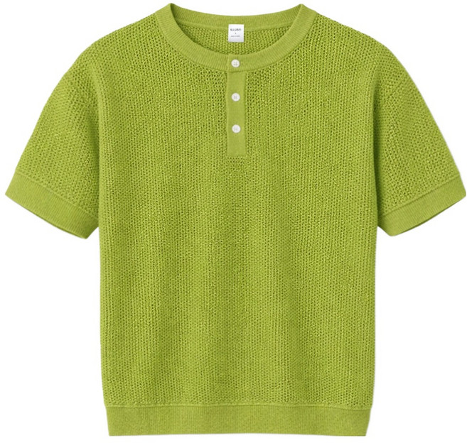 일루소 남성용 웨이브 오션 헨리넥 반팔 니트