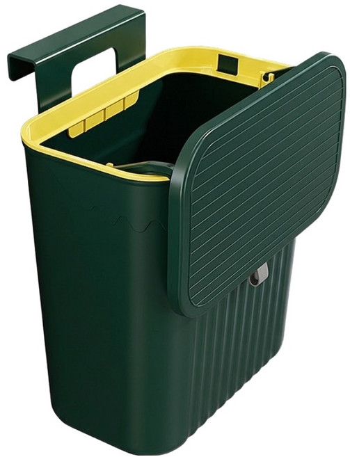 예스원 주방 욕실 부착 걸이형 다목적 쓰레기통, 그린 B