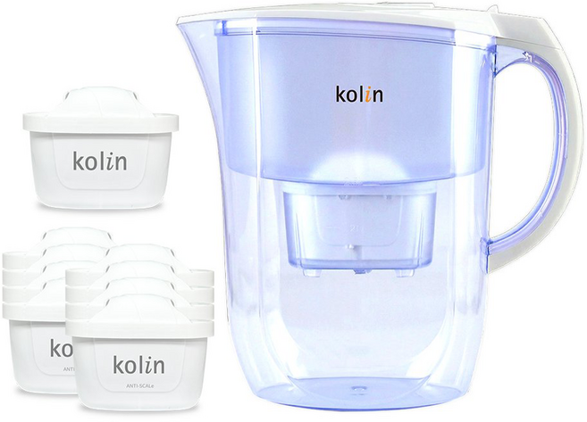 Kolin 歌林 濾水壺 + 四重濾芯 + 五重淨垢濾芯 8個 Brita 適用, 白色, 1套