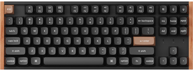 키크론 K8 PRO MAX Wood ALU RGB 기계식 핫스왑 무선 텐키리스 키보드, 우드 블랙, K8M-H11W, 라이트 저소음 바나나축