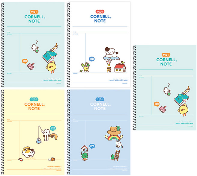 핑크풋 와글와글 칸 넓은 코넬노트 5p 세트, 랜덤발송, 1세트