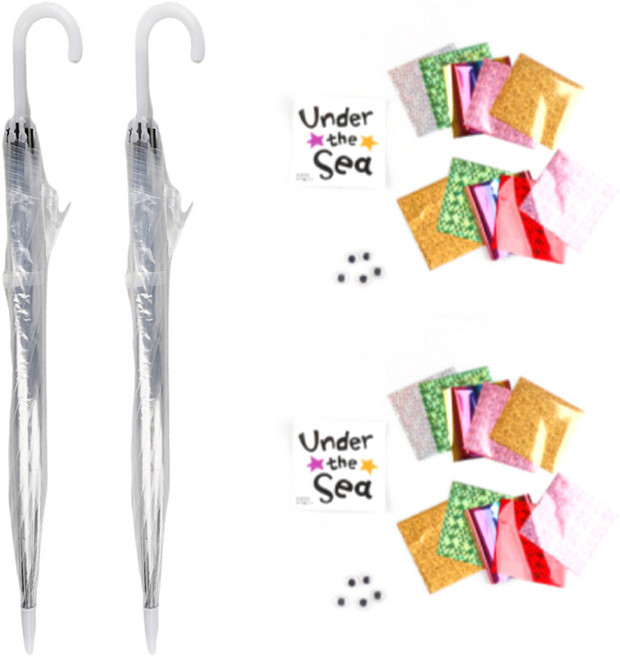 메이크문구 바다물고기 포일아트 우산꾸미기 세트, 혼합색상, 2세트