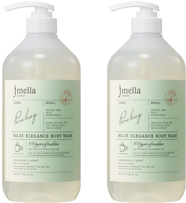 제이멜라 인 프랑스 엘레강스 퍼퓸 바디워시 퓨어 허그, 2개, 1L