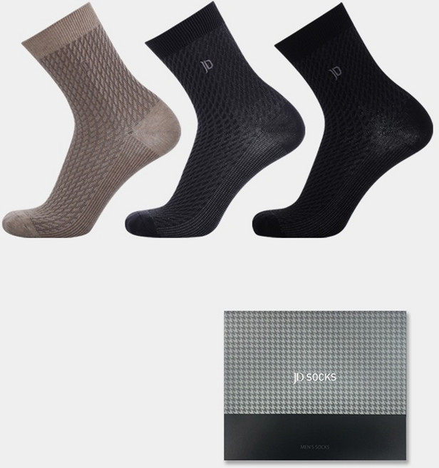 제임스딘 남성용 프리미엄 신사 중목 정장양말 3켤레