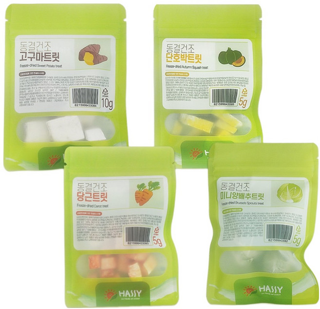 해씨 햄스터 동결건조 야채 트릿 고구마 + 단호박 + 당근 + 미니양배추 세트, 1세트