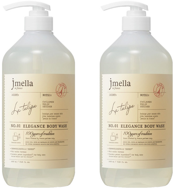 제이멜라 인 프랑스 엘레강스 퍼퓸 바디워시 라 튤립, 2개, 1L