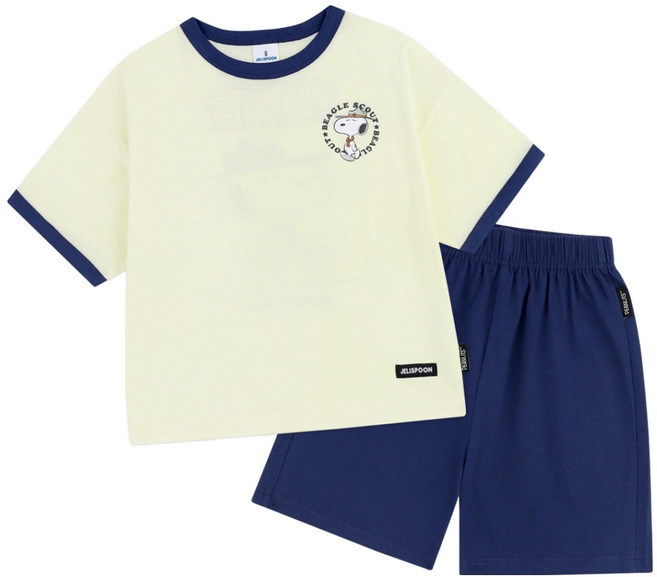 젤리스푼 아동용 피너츠 스누피 캠핑링어 상하복 세트