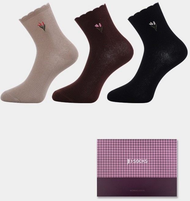 제임스딘 여성용 프리미엄 캐주얼 중목 양말 3켤레