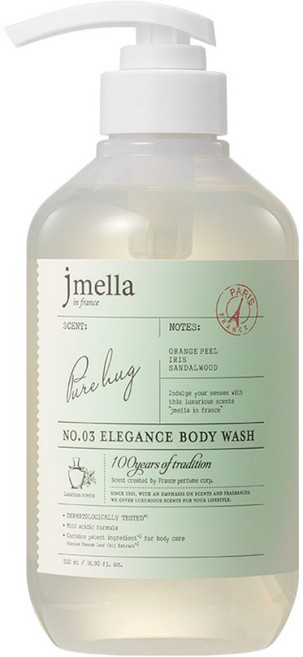 제이멜라 인 프랑스 엘레강스 퍼퓸 바디워시 퓨어 허그, 1개, 500ml