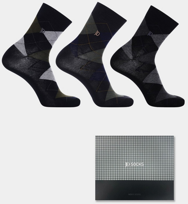 제임스딘 남성용 프리미엄 신사 중목 정장양말 3켤레