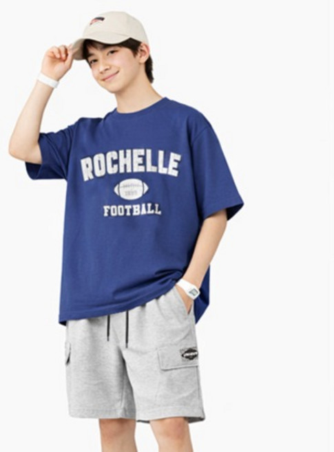 나나주니 라운드넥 풋볼 유니크 5부바지 상하의 세트