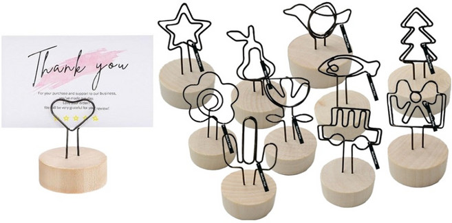 마켓플랜 테이블 포토 메모 꽂이 11종 세트, 우드, 1세트