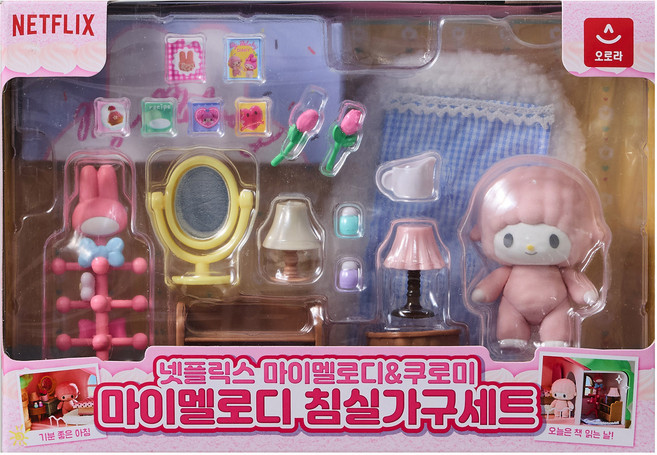 오로라 산리오 넷플릭스 마이멜로디&쿠로미 마이멜로디 침실가구 세트, 1세트