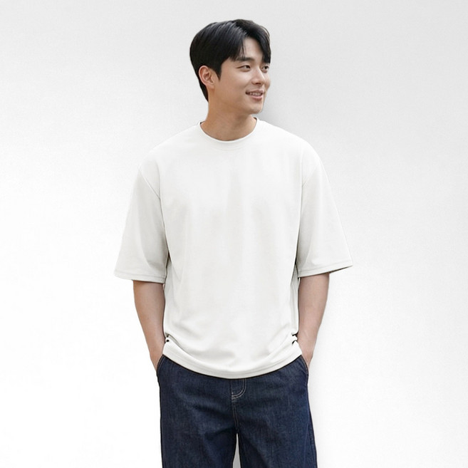 단군 남성용 숏/롱 소매기장 무지 여름 레이어드 반팔 티셔츠