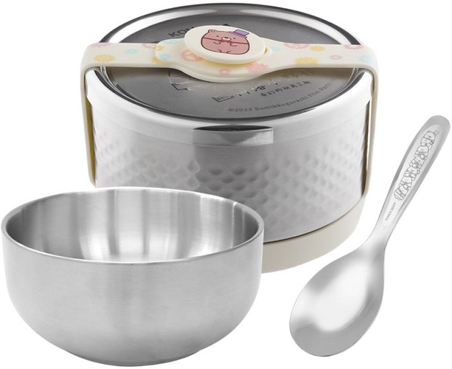 KOM ECO易扣隔熱便當盒 附316湯匙 角落小夥伴聯名款, 黃色, 1個